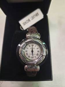 lot 1884 image: Ecclissi Sterling Silver Watch with Genuine Leather Band