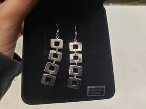 lot 1899 image: Pair of Sterling Silver Earrings