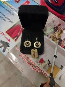 lot 1764 image: Polished Double Circle Dangle Lever Back 14K Earrings