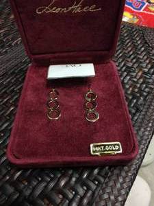 lot 1792 image: Leon Hall 14kt Gold Dangle Earrings