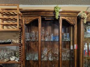 lot 3301 image: Wooden Cabinet With Contents, Glass Missing, Buyer Responsible For Removal