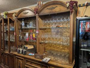 lot 3302 image: Wooden Cabinet With Contents, Buyer Responsible For Removal. Alcohol Not Included