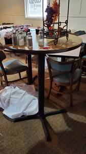 lot 3420 image: 30in Bar Height Table With Contents