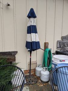 lot 3446 image: (1) Outdoor Umbrella With Stand