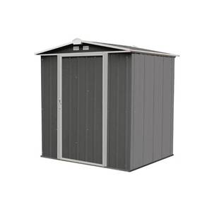 lot 27264 image: EZEE Shed Steel Storage, 6 x 5 ft, Galvanized Low Gable Charcoal with Cream Trim, Steel Metal Shed for Outdoor Storage