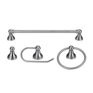 lot 34288 image: Globe Electric Jayden 4-Piece All-In-One Brushed Steel Bathroom Hardware Set, 51228
