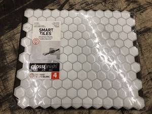 lot 35465 image: Smart Tiles Self-Adhesive Wall Tiles Hexagon Gloss Finish White 4 Units