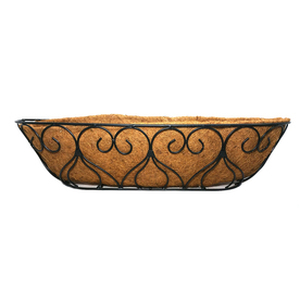 lot 35470 image: Garden Treasures 30-in x 7-in Black Metal Traditional Planter