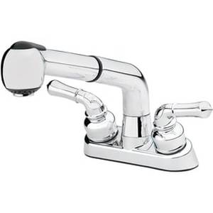 lot 35471 image: Project Source Chrome 2-Handle Utility Sink Faucet with Pulldown Sprayer
