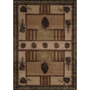 lot 34252 image: Westfield Home Wildwood Pine Border Hand-carved Area Rug