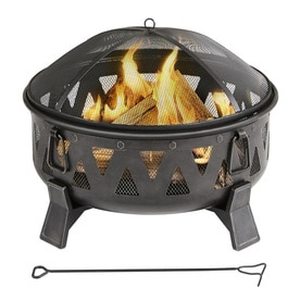 lot 6729 image: Garden Treasures 29.92-in W Antique Black Steel Wood-Burning Fire Pit