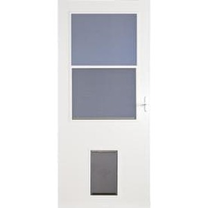 lot 38780 image: LARSON Pet Door White High-View Tempered Glass Pet Door Storm Door (Common 32-in x 81-in Actual 33.56-in x 81.13-in)
