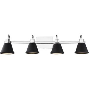 lot 39525 image: Nuvo Lighting 621474 Polished Nickel  Matte Black Bette 4 Light 32 Wide Led Bathroom