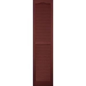 lot 39563 image: Vantage 2-Pack Cambridge Red Louvered Vinyl Exterior Shutters (Common 59-in x 14-in Actual 58.56-in x 13.875-in)