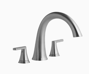 lot 35507 image: Jacuzzi Lauren Brushed Nickel 2-handle Deck Mount Roman Bathtub Faucet