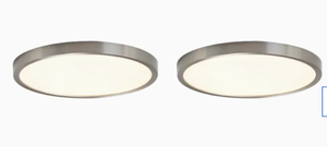 lot 35510 image: Project Source LED Edgelit Brushed Nickel Finish Frosted Plastic Shade 2 Count