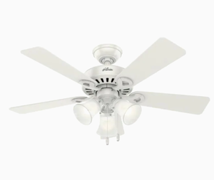 lot 39565 image: Hunter Ridgefield 44 In. Indoor White Ceiling Fan With Led Lights 51109