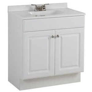 lot 6400 image: Project Source White Single Sink Vanity with White Cultured Marble Top (Common 30-in x 19-in)