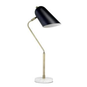 lot 6426 image: Lalia Home Asymmetrical Marble and Metal Desk Lamp with Black Sloped Shade