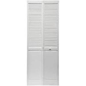 lot 6406 image: ReliaBilt White Prefinished Half Louver Bifold Closet Door - White