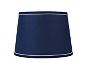 lot 6470 image: French Drum with White Trim Lampshade, 10 inch Top, 12 inch Bottom, 8.5 inch Slant