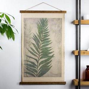 lot 6472 image: American Art Decor Leaf Wall Scroll Tapestry with Rope