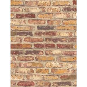 lot 6475 image: NextWall Red Faux Rustic Brick Peel and Stick Removable Wallpaper - 20.5 in. W x 18 ft. L (6 Rolls)