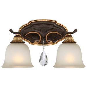 lot 6480 image: Chateau Nobles Raven Bronze WSunburst Gold H 2 Light Bath By Minka Metropolitan