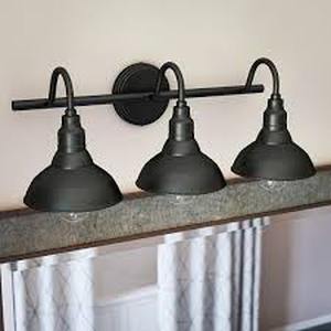 lot 6459 image: Hoffman Black Finish Industrial 3-light Vanity Light