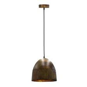 lot 6474 image: Carbon Loft Enstad 12-inch Fired Bronze Bowl 1-light Pendant