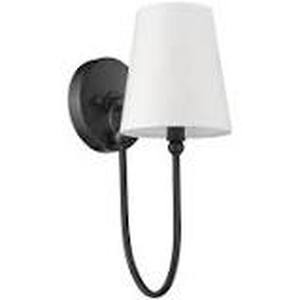 lot 6478 image: Simple Rustic 1-Light Black Wall Sconce with Shade