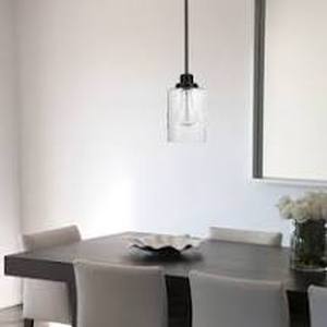 lot 6487 image: Porch & Den Arranmore Seeded Glass Shade Dark Bronze 1-light Pendant