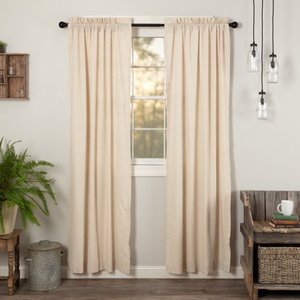 lot 3659 image: Natural Creme White Farmhouse Curtains Simplicity Flax Rod Pocket, Panel Pair, 84 x 40