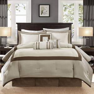lot 3661 image: Beverly 7pc King Comforter Set TaupeBrown