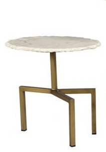 lot 3667 image: Hanish White Marble Tables - (1 Table Only)- Retail$229.99