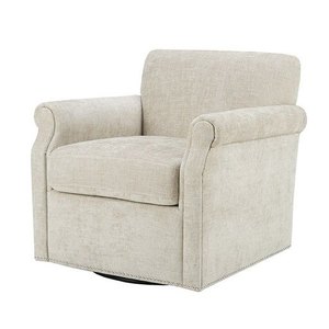 lot 3670 image: Madison Park Helleman Cream Swivel Chair- Retail$314.99