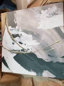 lot 3673 image: Designart Glam Printed Arcs II Transitional Printed Gallery-wrapped Canvas - Black- Retail$85.49
