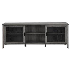 lot 3689 image: 70 Industrial Sliding Mesh Door Tv Console - Grey Wash