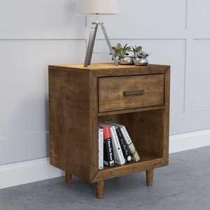 lot 3694 image: Abbyson Retro Mid Century Wood Nightstand with USB Ports - Retail$207.99