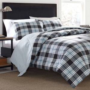 lot 3698 image: Eddie Bauer Lewis Plaid Cotton Duvet Cover Set-Twin, Grey
