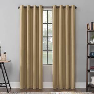 lot 3699 image: Scott Living Mavis Herringbone Total Blackout Grommet Curtain Panel Pair