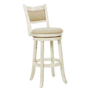 lot 3709 image: Swivel Stool 30 with Solid Back in Antique White Finish