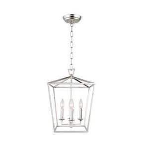 lot 3728 image: 4 Light Caged Chandelier in Polished Nickel Finish - Polished Nickel - Polished Nickel- (Appears Damaged, See Pictures)