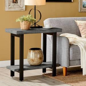 lot 3755 image: Carbon Loft Lawrence Metal and Reclaimed Wood End Table with Shelf, Grey- Retail$215.49