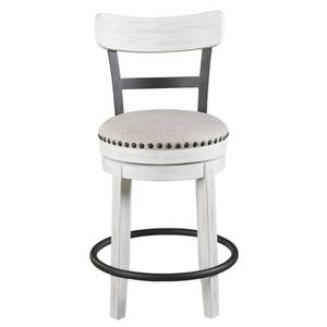 lot 3763 image: Valebeck White Counter Height Swivel Stool, Antique White- Retail$146.99