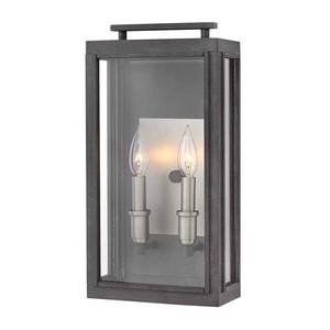 lot 3776 image: Hinkley Sutcliffe 2-Light Outdoor Wall Mount in Aged Zinc- Retail$359.00