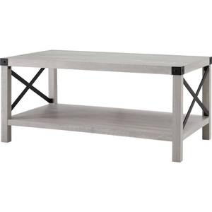 lot 3787 image: X-Frame Farmhouse Wood Coffee Table - Stone Grey