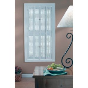 lot 3790 image: White 1 14 inch Slat Plantation Shutter (27-inch wide)