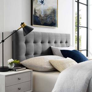 lot 3799 image: King Emily Biscuit Tufted Performance Velvet Headboard Gray - Modway