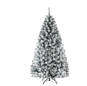 lot 3669 image: 6 Ft Snow Flocked Hinged Artificial Christmas Tree